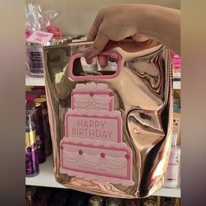 Bath & Body Works Rose Gold Gift Tote with Pink Cake Accent